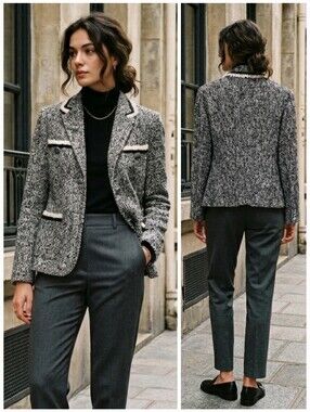 Talbots 10 Old Money Modern Academia Parisian Chic Office Tweed Boucle Blazer